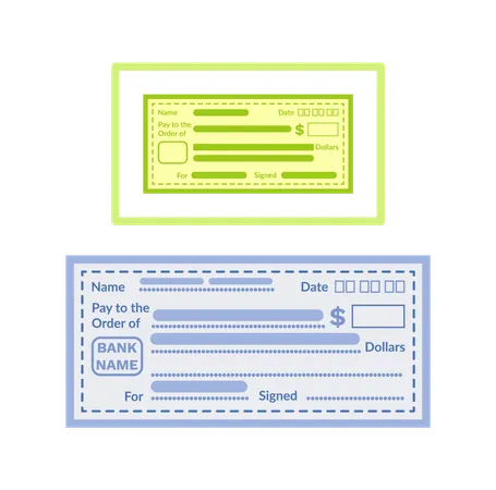 Pay Blank Check Template Empty Financial Paper Voucher For Fill Information Name And Date Pay And Order Financial Checkbook Cash Document Vector Illustration