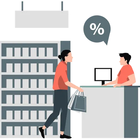 Pay cash at cashier  Illustration