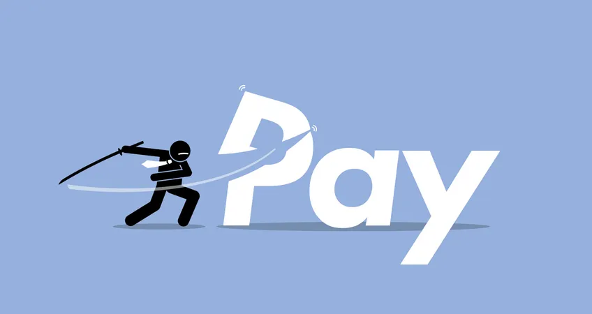 Pay cut by businessman.  Illustration