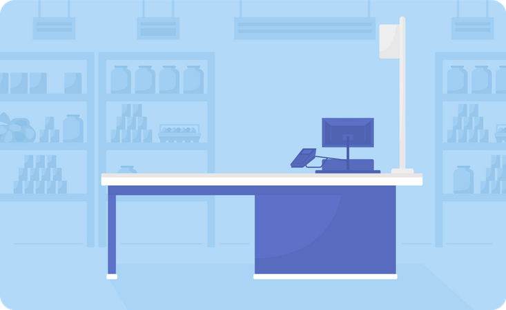 Pay desk at supermarket  Illustration