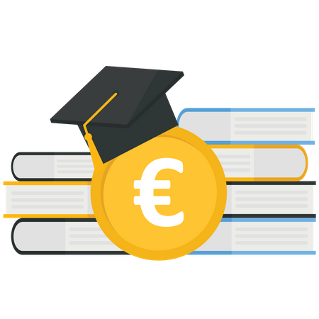 Pay education fees by euro money  Illustration