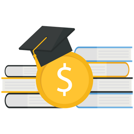 Pay education fees by US dollar money  Illustration
