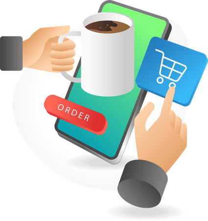 Pay for coffee using mobile phone  Illustration
