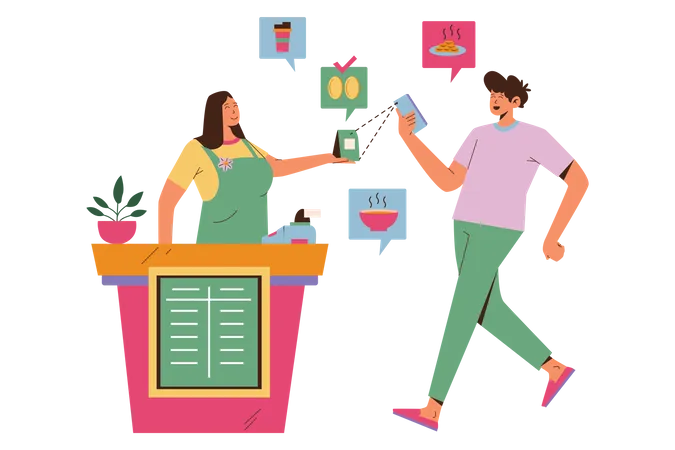 Pay the Bill with Cashless Payment Illustration
