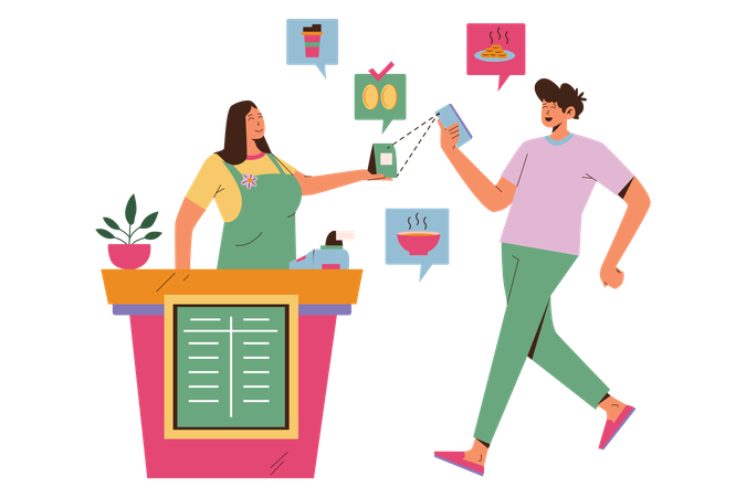 Pay the Bill with Cashless Payment  Illustration