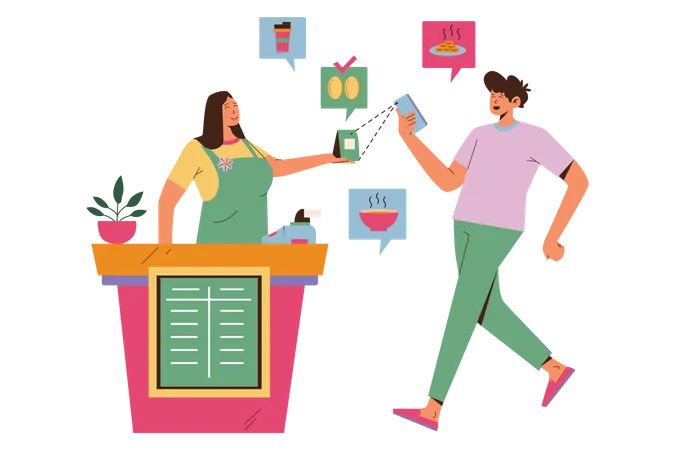 Pay the Bill with Cashless Payment  Illustration