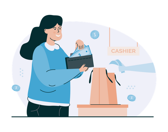 Pay with cash Illustration