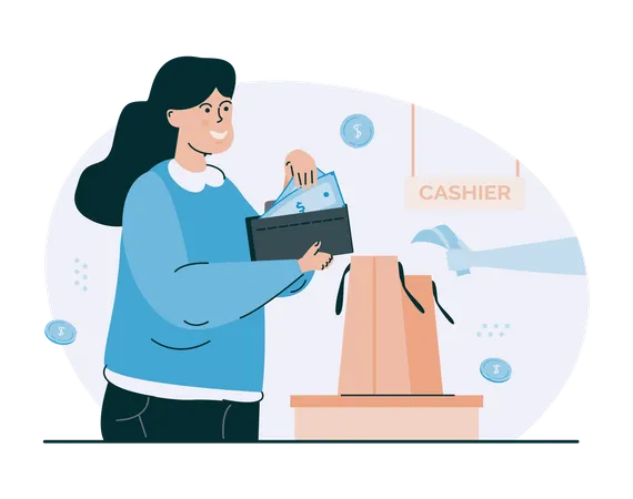 Pay with cash Illustration