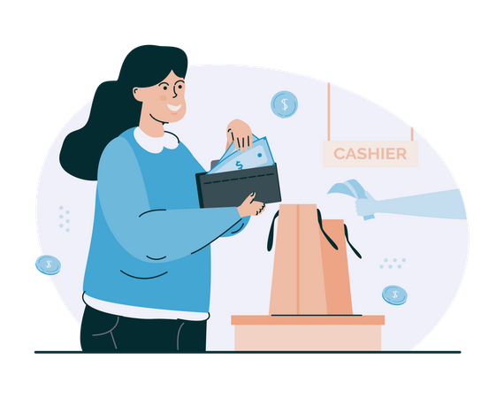 Pay with cash  Illustration