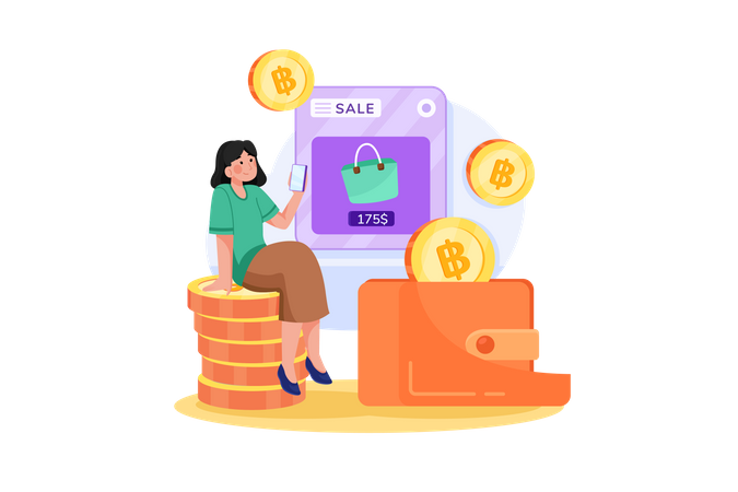 Pay With Cryptocurrency Illustration