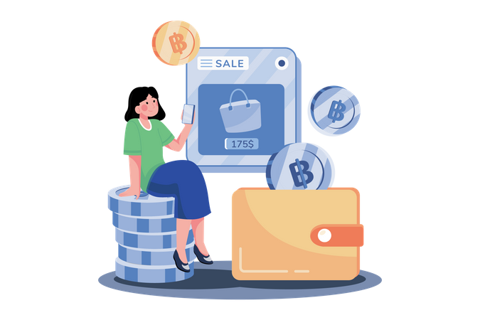 Pay With Cryptocurrency Illustration