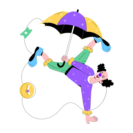 Paraguas de payaso  Ilustración
