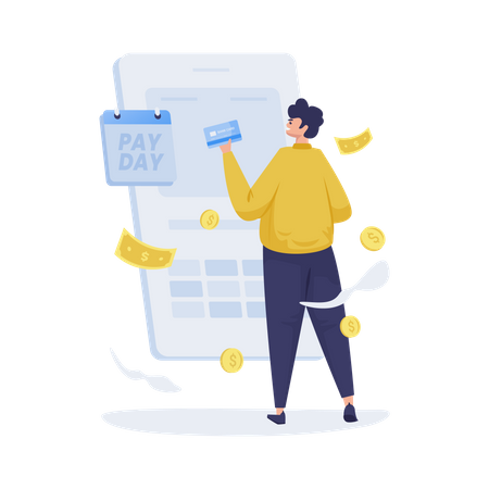 Payday check on mobile banking  Illustration