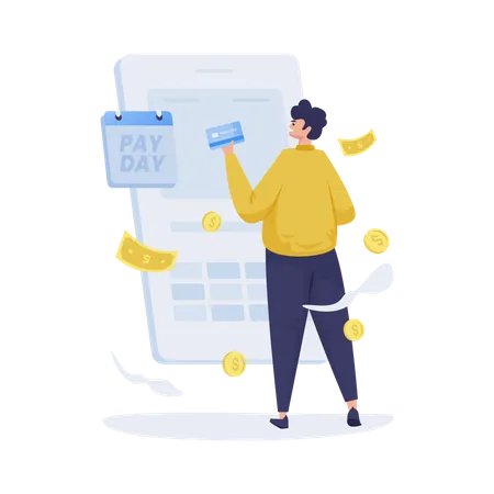 Payday check on mobile banking  Illustration