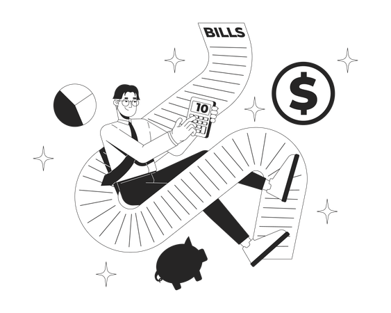 Paying bills happy  Illustration