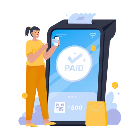 Paying cashless success  Illustration