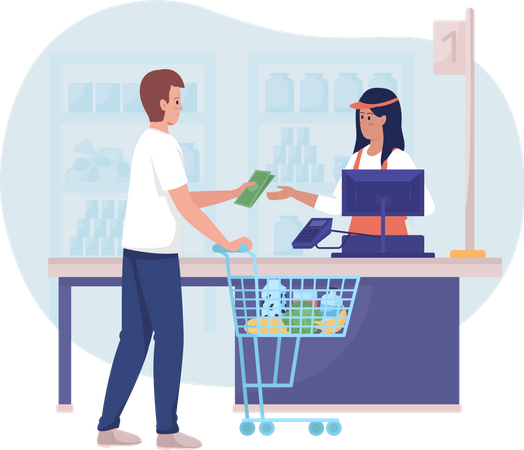 Paying for food in shop  イラスト
