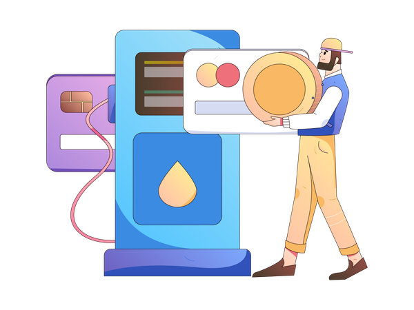 Paying through atm card for car tanking  Illustration