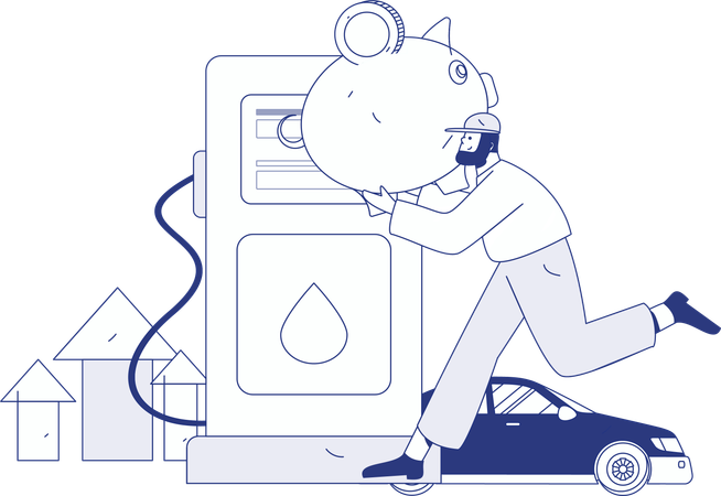 Paying through card for filling up car tank  Illustration