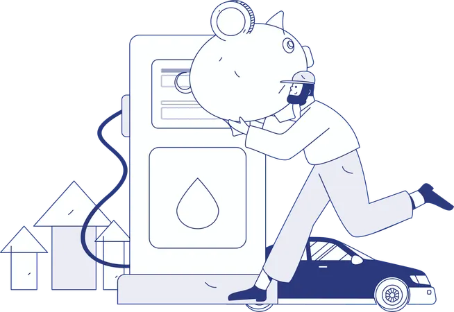 Paying through card for filling up car tank  Illustration