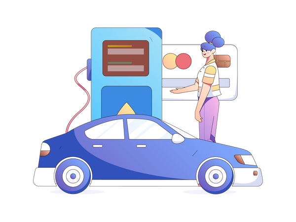 Paying through credit card for vehicle refilling  Illustration