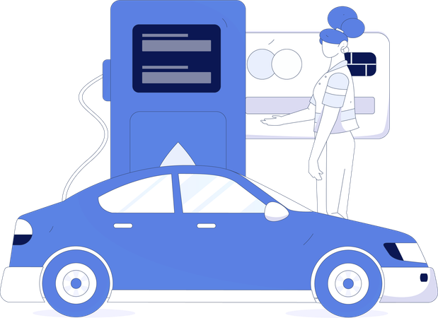 Paying through credit card for vehicle refilling  Illustration