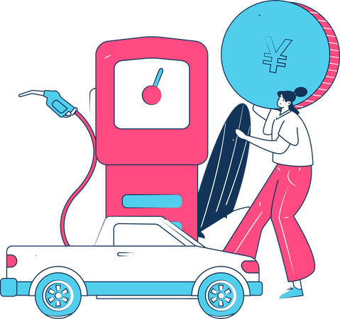 Paying through credit card for vehicle refilling  Illustration