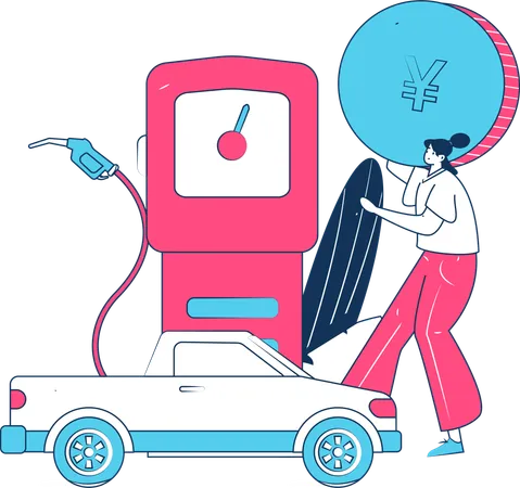 Paying through credit card for vehicle refilling  Illustration