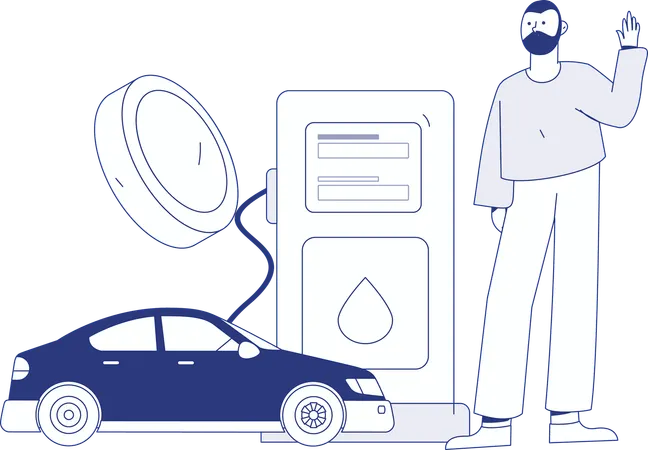 Paying through debit card for vehicle refilling  Illustration