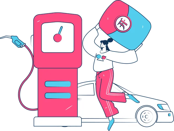 Paying through debit card for vehicle refilling  Illustration