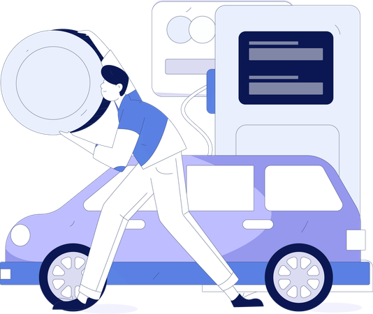 Paying through debit card for vehicle refilling  Illustration