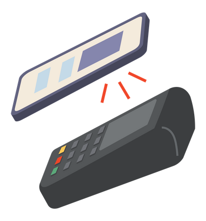 Paying via smartphone to POS terminal  Illustration