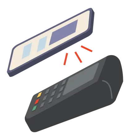 Paying via smartphone to POS terminal  Illustration