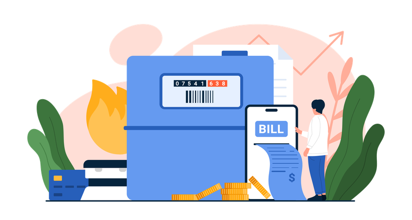 Payment of gas bill online  Illustration