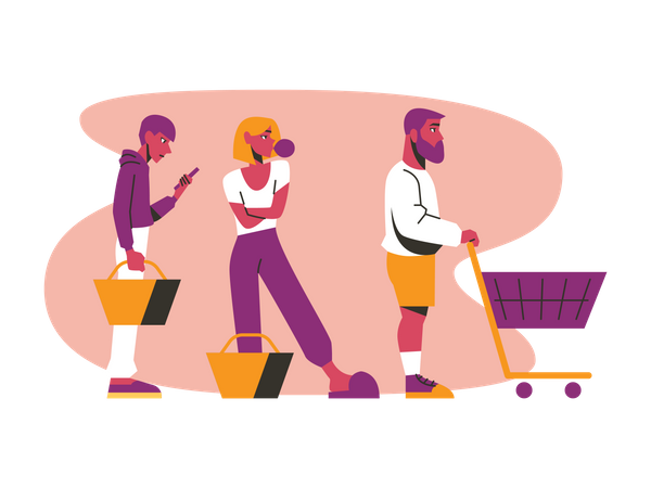 Payment queue on black Friday  Illustration