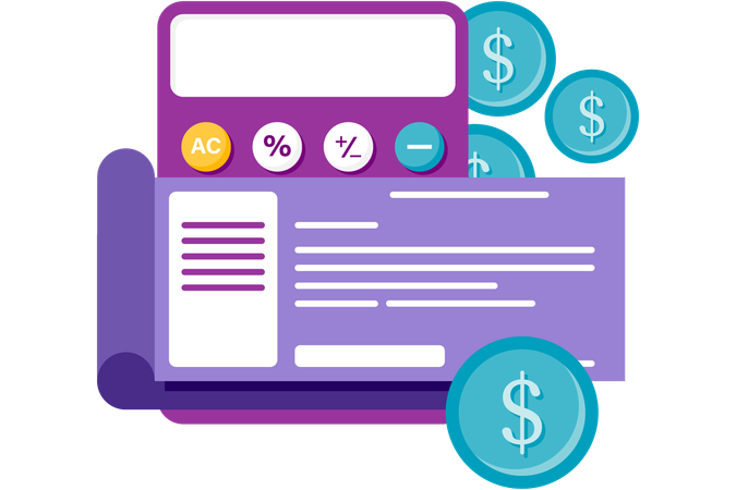 Payment receipts and calculator  Illustration