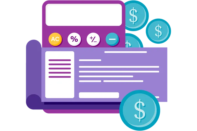 Payment receipts and calculator  Illustration