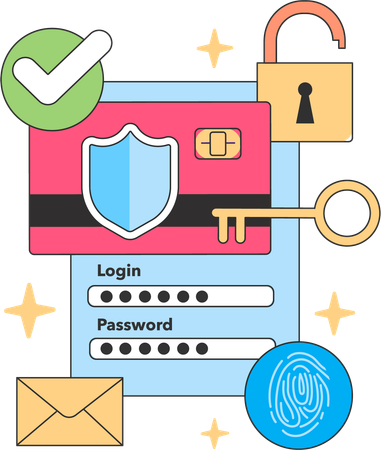 Payment security with secure card  Illustration