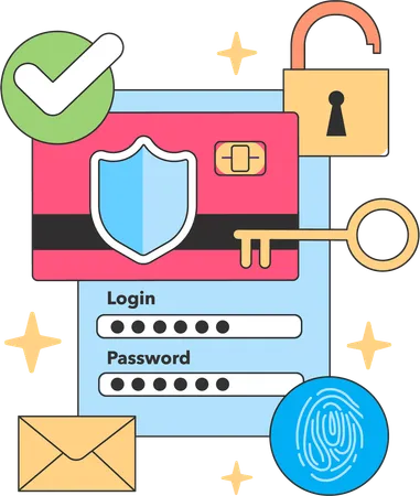 Payment security with secure card  Illustration