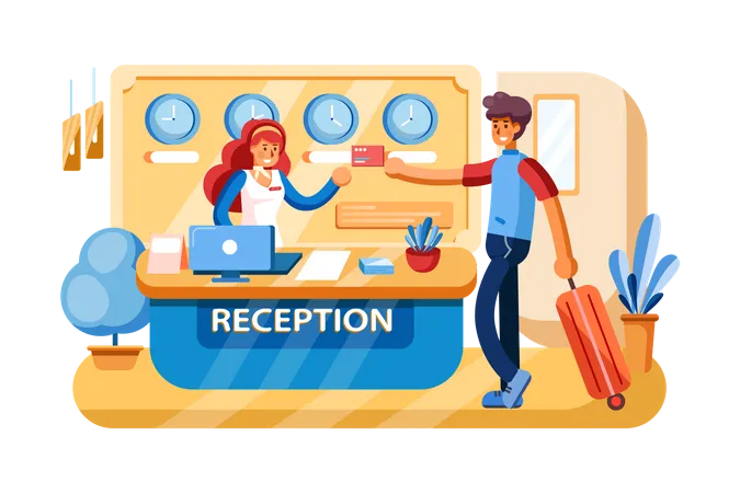 Payment system at Hotel reception  Illustration