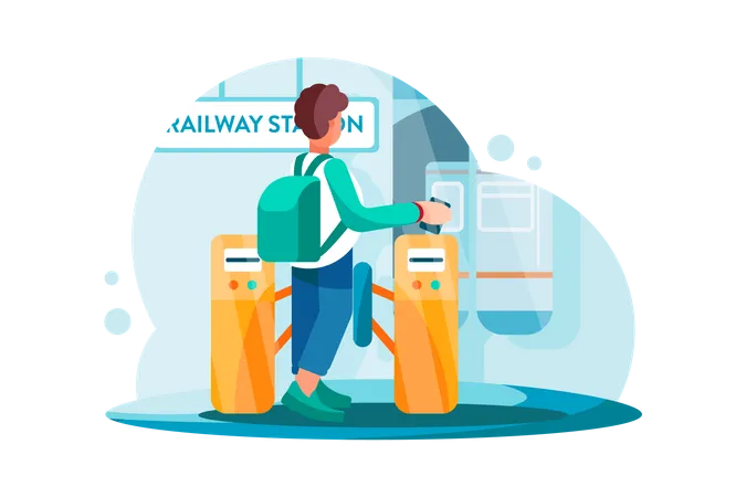 Payment system at Railway station  Illustration