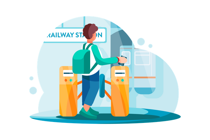 Payment system at Railway station  Illustration