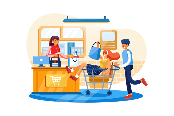 Payment system in Supermarket  Illustration