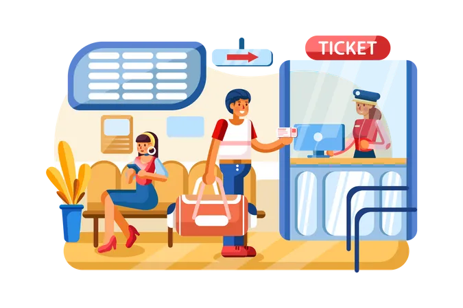 Payment system with Railway station on background  イラスト