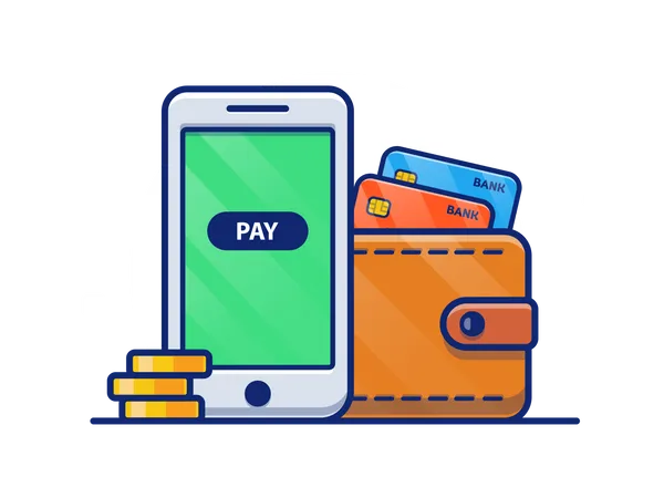 Payment through card and wallet Illustration