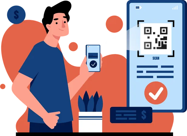 Payment Use QR Code  Illustration