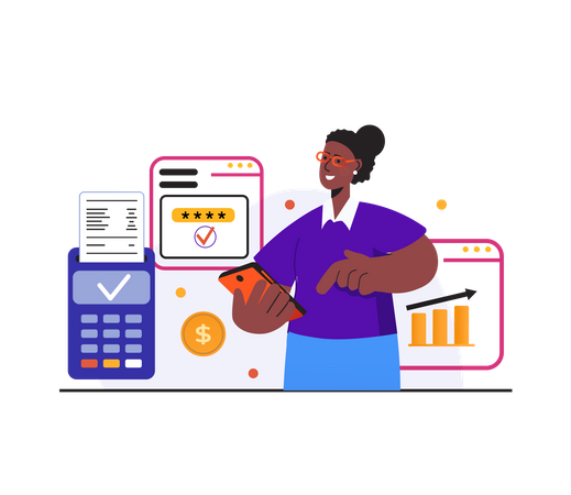 Payment using card swipe machine  Illustration