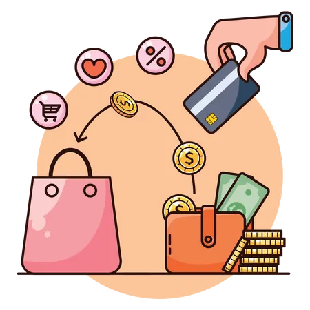 Payment Via Wallet  Illustration