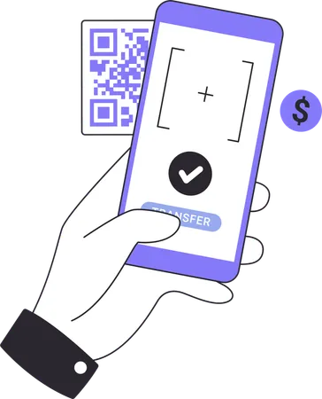 Payment with smartphone scan to pay barcode  Illustration