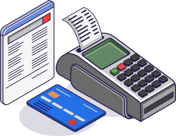 Payment with Swiping machine Illustration